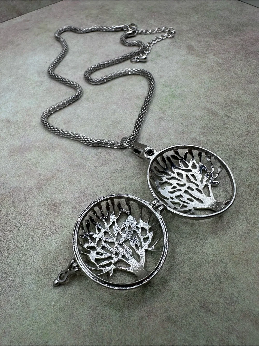 Silver Tree of Life Locket Necklace - Women Jewelry - Picture 7 of 13
